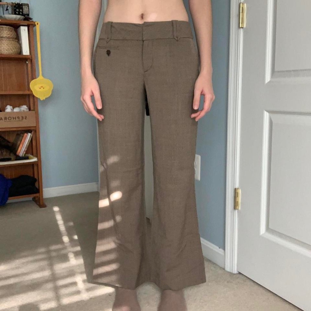 fall brown plaid flare pants by ann taylor loft